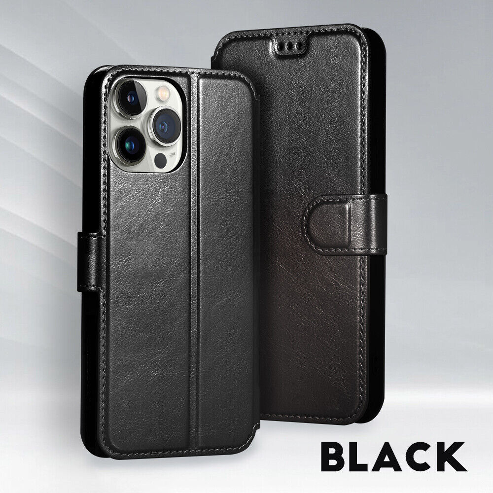 Leather Flip Wallet Case Case For Apple iPhone13 12 Mini Pro Max Black - Eastlakes Electronics